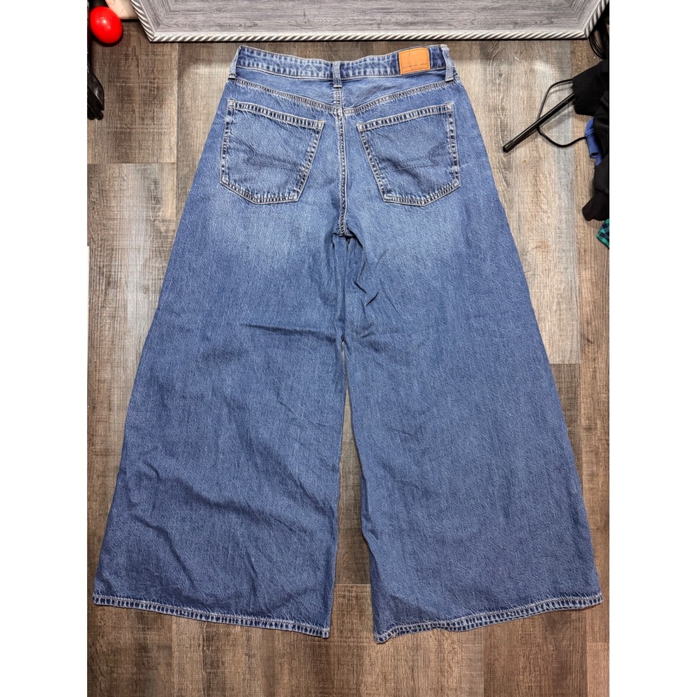 American Eagle A-Line Fit Wide Leg Jeans Womens 6 Medium Wash High Rise Denim - Picture 2 of 5